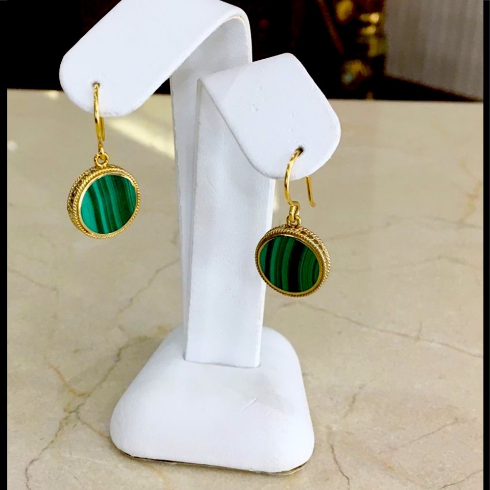 Anna Beck Circle Malachite Earrings